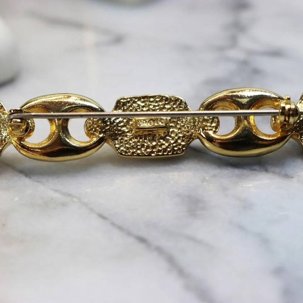 ⚜️PAOLO GUCCI Simulated Pearl Gold Tone Brooch ✨